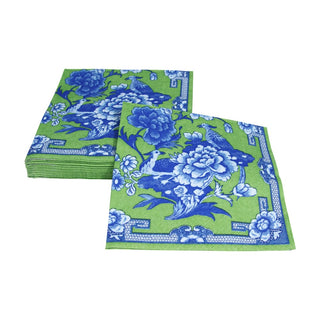 Caspari Green And Blue Plate Napkin Luncheon 12451L