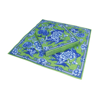 Caspari Green And Blue Plate Napkin Luncheon 12451L