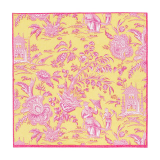 Caspari Silk Road Toile Chartreuse Napkin Cocktail 12473C