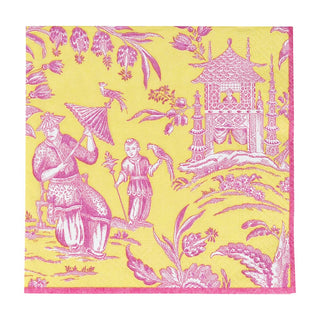 Caspari Silk Road Toile Chartreuse Napkin Luncheon 12473L