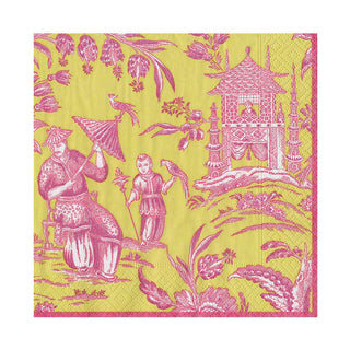 Caspari Silk Road Toile Chartreuse Napkin Luncheon 12473L