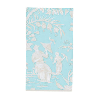 Caspari Silk Road Toile Robin's Egg Guest Towel 12475G