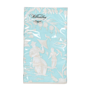 Caspari Silk Road Toile Robin's Egg Guest Towel Napkins - 15 Per Package 12475G