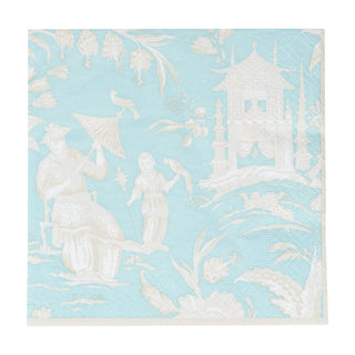 Caspari Silk Road Toile Robin's Egg Luncheon Napkins - 20 Per Package 12475L