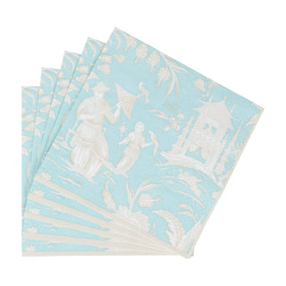 Caspari Silk Road Toile Robin's Egg Luncheon Napkins - 20 Per Package 12475L