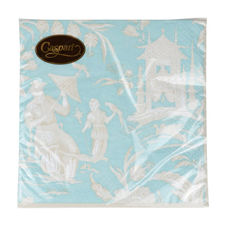 Caspari Silk Road Toile Robin's Egg Luncheon Napkins - 20 Per Package 12475L