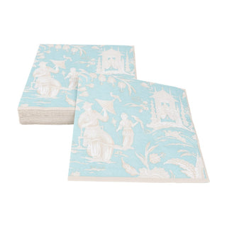 Caspari Silk Road Toile Robin's Egg Luncheon Napkins - 20 Per Package 12475L