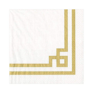 Caspari Rive Gauche-Gold And White Napkin Luncheon 12541L