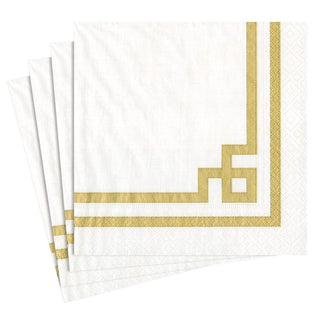 Caspari Rive Gauche-Gold And White Napkin Luncheon 12541L