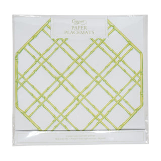 Caspari Bamboo Screen Moss Green Paper Placemats Octagon 12-In 1302PPOCT
