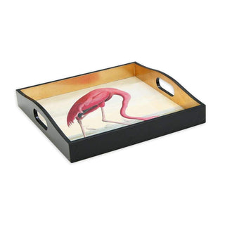 Caspari Audubon Flamingo Sqr Lacquer Square Tray-14X14 13120LQSQR