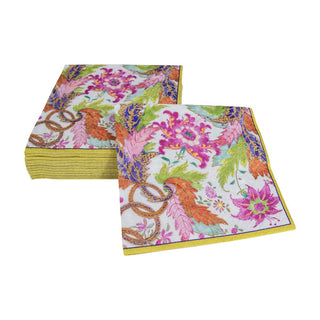 Caspari Tobacco Leaf Ivory Napkin Cocktail 13130C