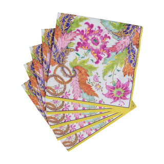 Caspari Tobacco Leaf Ivory Napkin Cocktail 13130C