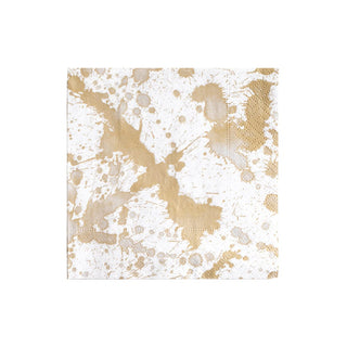 Caspari Splatterware-Gold Napkin Cocktail 13192C