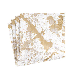 Caspari Splatterware-Gold Napkin Cocktail 13192C
