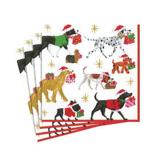 Caspari Christmas Delivery-White Napkin Cocktail 13310C
