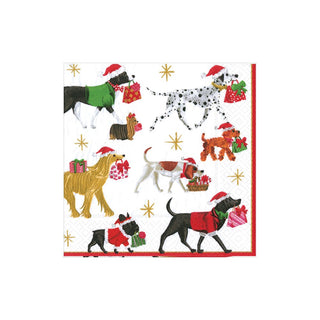Caspari Christmas Delivery-White Napkin Cocktail 13310C