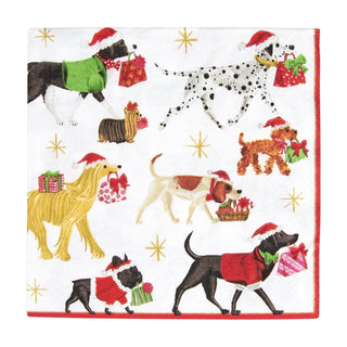 Caspari Christmas Delivery-White Napkin Luncheon 13310L