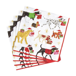 Caspari Christmas Delivery-White Napkin Luncheon 13310L