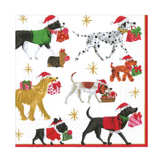 Caspari Christmas Delivery-White Napkin Luncheon 13310L
