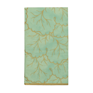 Caspari Gilded Majolica Celadon Guest Towels - includes 15 Guest Towels 14214G