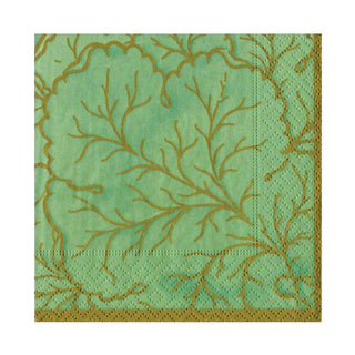Caspari Gilded Majolica Celadon Luncheon Napkins - includes 20 Luncheon Napkins 14214L
