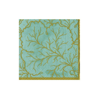 Caspari Gilded Majolica Saltwater Cocktail Napkins - includes 12 Cocktail Napkins 14215C