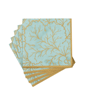 Caspari Gilded Majolica Saltwater Cocktail Napkins - includes 20 Cocktail Napkins 14215C