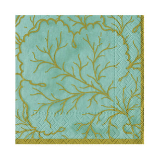 Caspari Gilded Majolica Saltwater Luncheon Napkins - includes 20 Luncheon Napkins 14215L