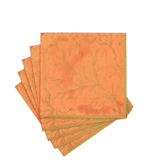 Caspari Gilded Majolica Coral Cocktail Napkins - includes 20 Cocktail Napkins 14216C