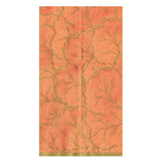 Caspari Gilded Majolica Coral Guest Towels - includes 15 Guest Towels 14216G