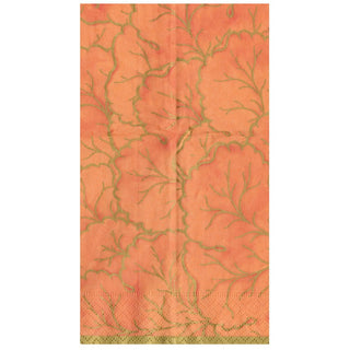 Caspari Gilded Majolica Coral Guest Towels - includes 15 Guest Towels 14216G