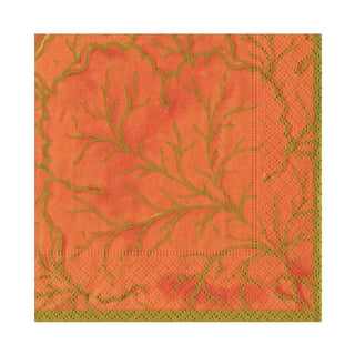 Caspari Gilded Majolica Coral Luncheon Napkins - includes 20 Luncheon Napkins 14216L