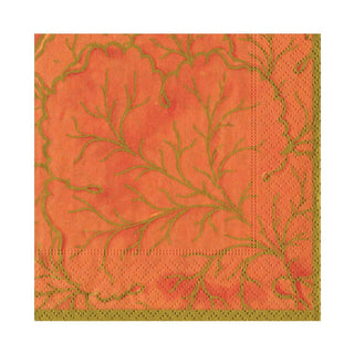 Caspari Gilded Majolica Coral Luncheon Napkins - includes 20 Luncheon Napkins 14216L