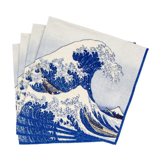 Caspari The Great Wave Blue Napkin Cocktail 14230C