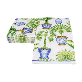 Caspari Potted Palms White Guest Towel 14400G