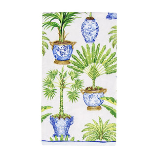 Caspari Potted Palms White Guest Towel 14400G