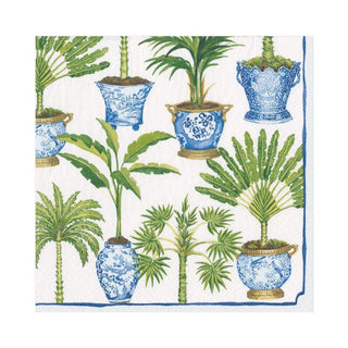 Caspari Potted Palms White Napkin Luncheon 14400L