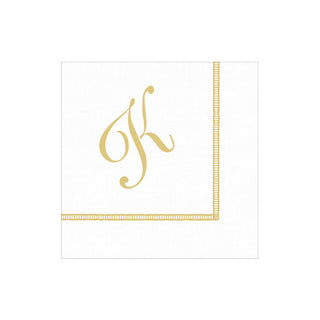 Caspari Hemstitch Script Single Initial K Napkin Cocktail W/Initial 14600C.K