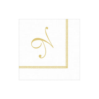 Caspari Hemstitch Script Single Initial N Napkin Cocktail W/Initial 14600C.N