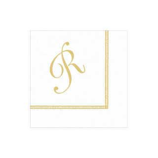 Caspari Hemstitch Script Single Initial R Napkin Cocktail W/Initial 14600C.R