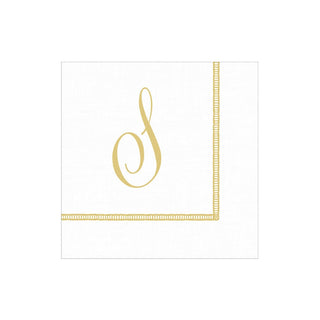 Caspari Hemstitch Script Single Initial S Napkin Cocktail W/Initial 14600C.S