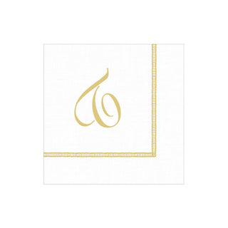 Caspari Hemstitch Script Single Initial T Napkin Cocktail W/Initial 14600C.T