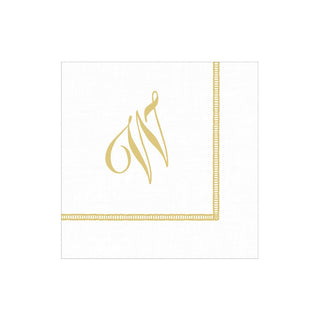 Caspari Hemstitch Script Single Initial W Napkin Cocktail W/Initial 14600C.W