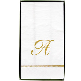 Caspari Hemstitch Script Single Initial A Guest Towel W/Initial 14600G.A