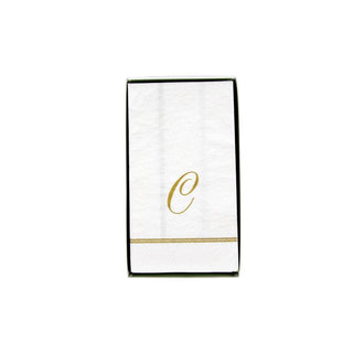 Caspari Hemstitch Script Single Initial C Guest Towel W/Initial 14600G.C