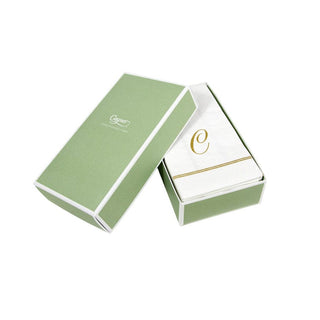 Caspari Hemstitch Script Single Initial C Guest Towel W/Initial 14600G.C