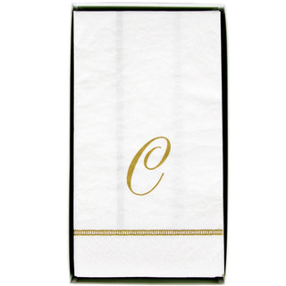 Caspari Hemstitch Script Single Initial C Guest Towel W/Initial 14600G.C