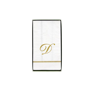 Caspari Hemstitch Script Single Initial D Guest Towel W/Initial 14600G.D