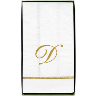 Caspari Hemstitch Script Single Initial D Guest Towel W/Initial 14600G.D